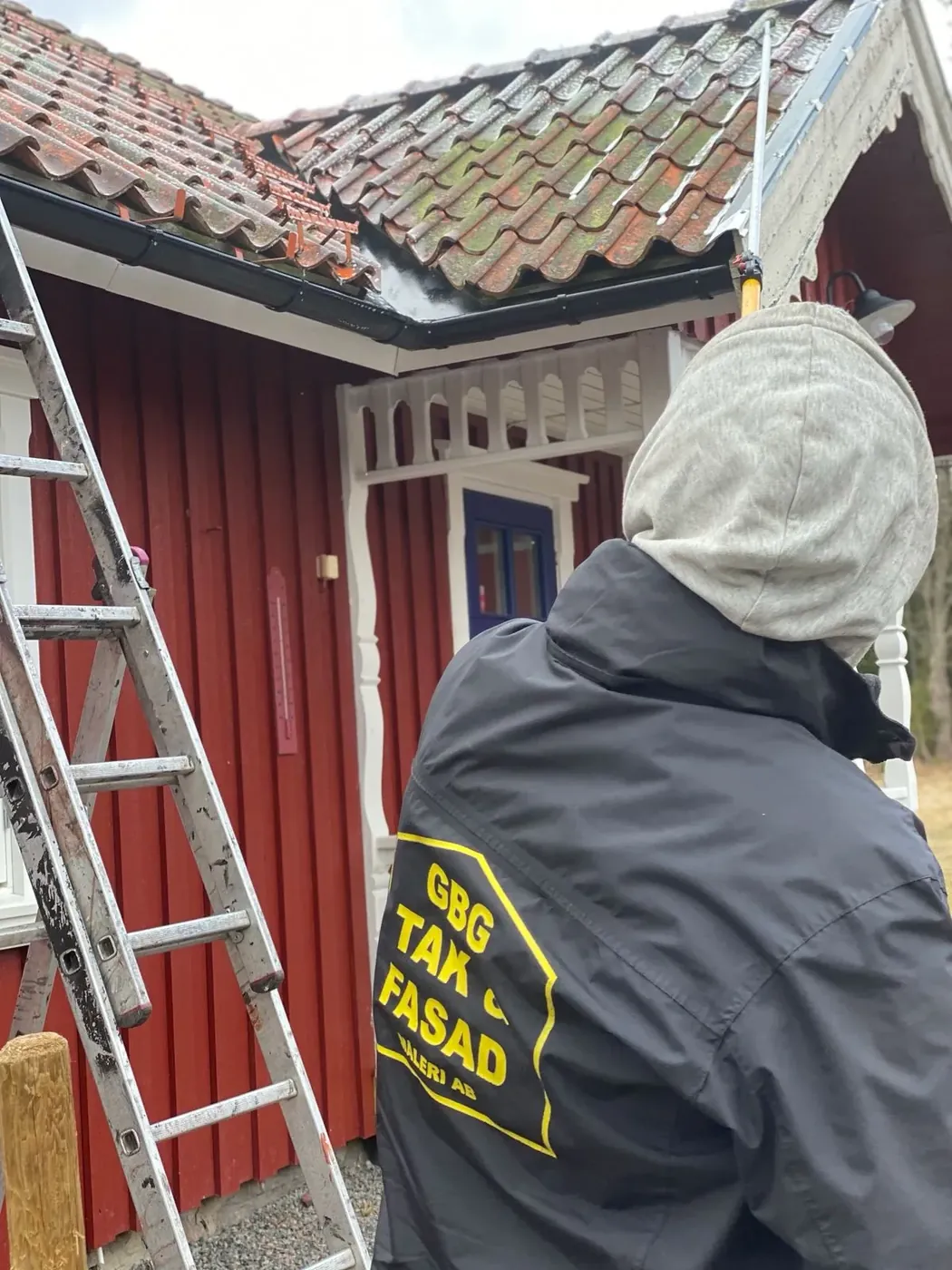 Fasadtvätt från stege